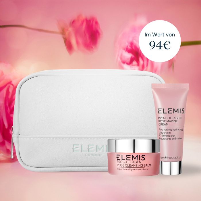 im wert won 94€. Schminktasche mit Pro-Collagen Rose Marine Cream und Pro-Collagen Rose Cleansing Balm vorne